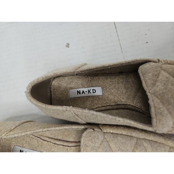 Na-kd Taupe Color Womens Loafers Quilted Upper Square Toe Size 39 (8.5) - Picture 6 of 16